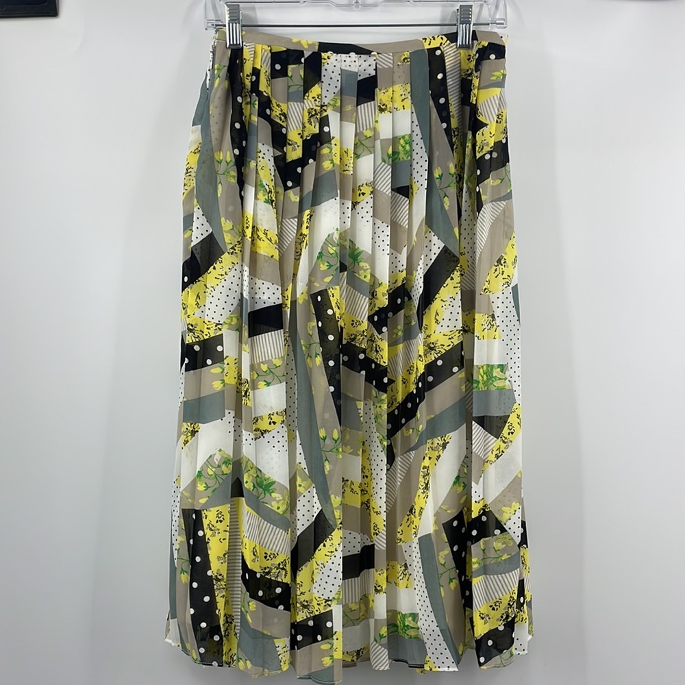 Calvin Klein Pleated Patchwork Pattern Midi Skirt… - image 2